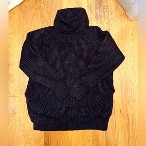 Aritzia Wilfred Free black rib knit merino wool turtleneck sweater